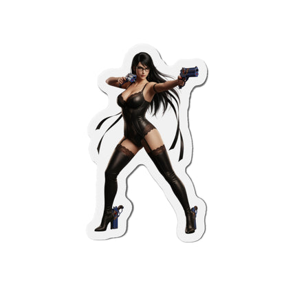 Bayonetta Magnet – Action Game Heroine Fridge Magnet, Anime Style Decor die-cut vinyl fridge magnet featuring Bayonetta in anime-style art