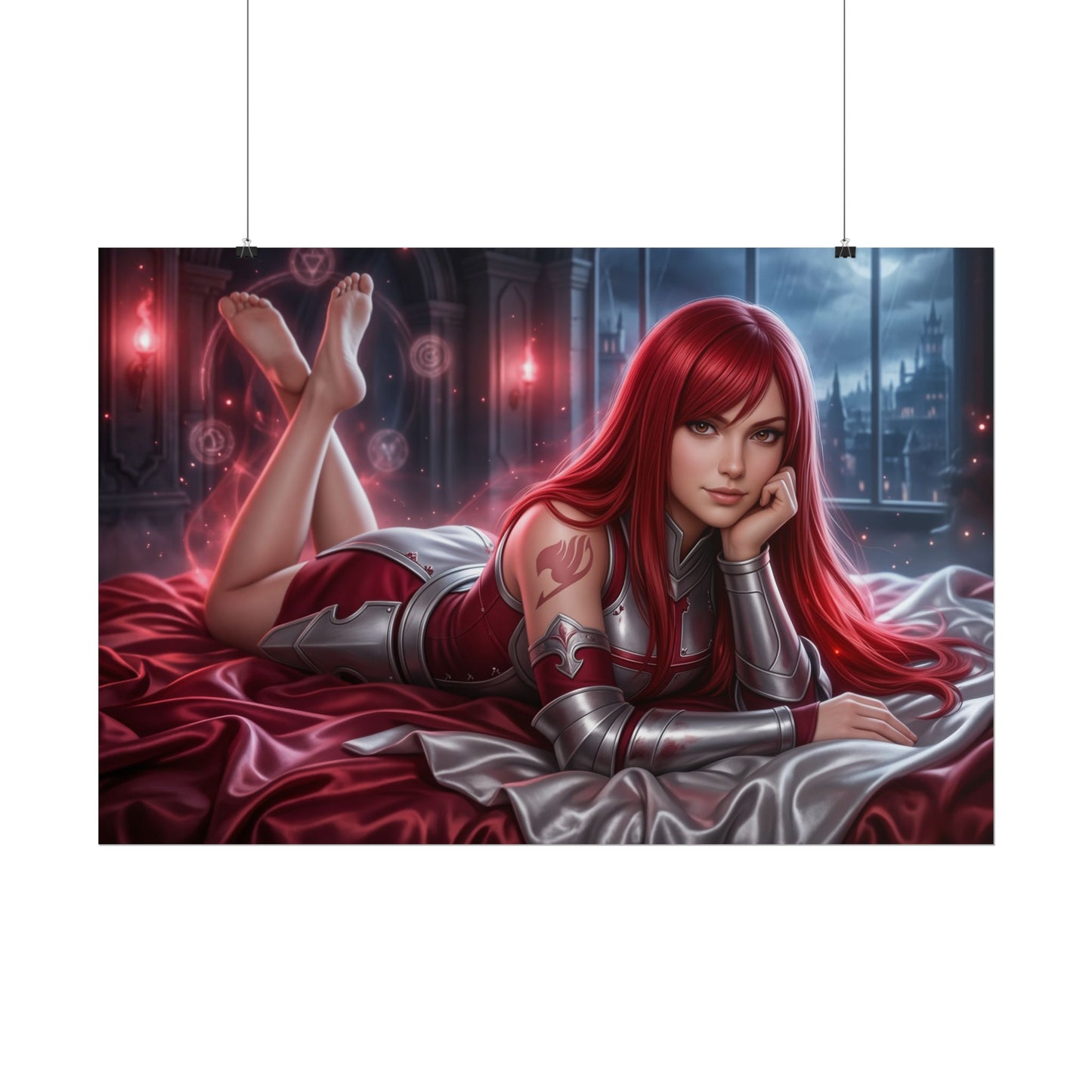 Erza Scarlet Poster, Anime Wall Art, Fantasy Print, Gamer Decor