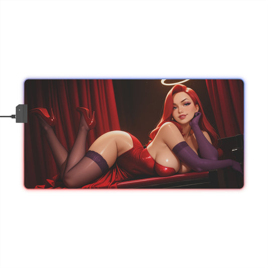 Jessica Rabbit Schreibtischunterlage – LED RGB-Pad, Waifu Anime Girl Gaming-Setup