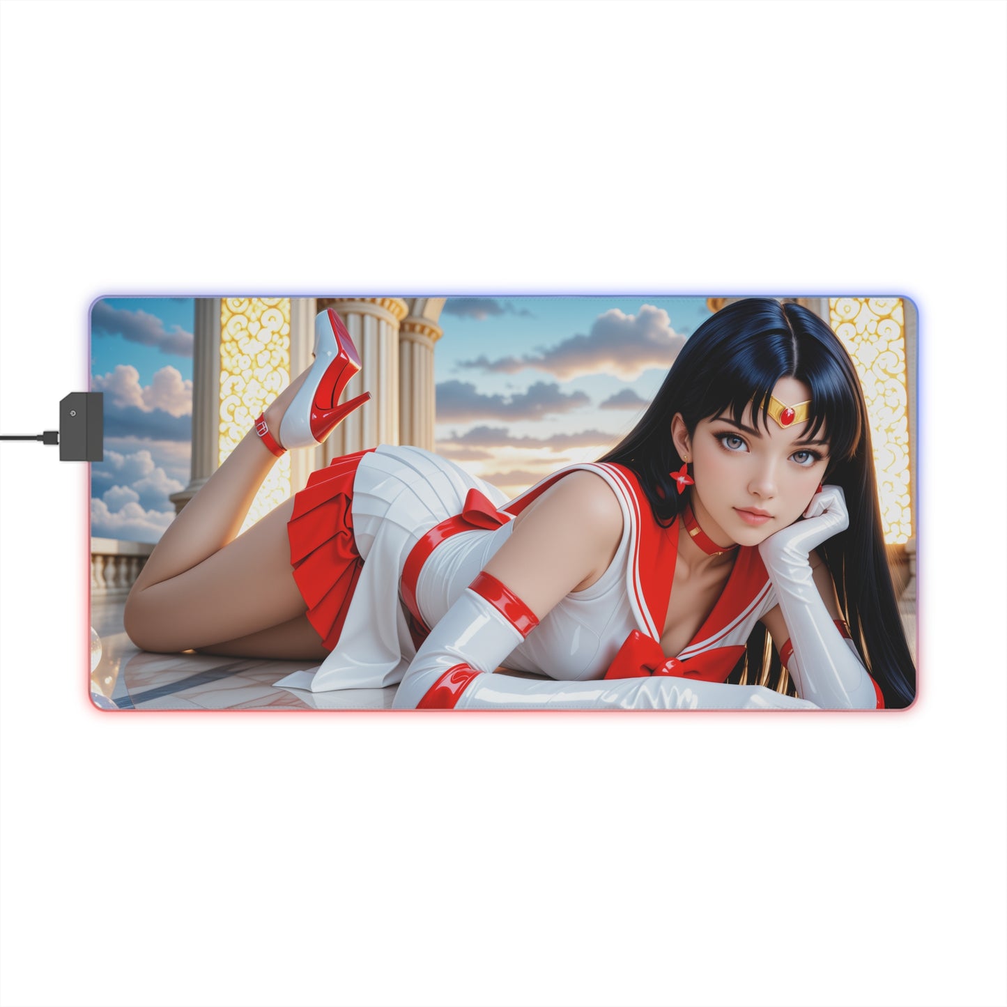 Килимок для столу Sailor Mars – світлодіодний RGB-підкладка, ігровий комплект із зображенням дівчини з аніме Waifu