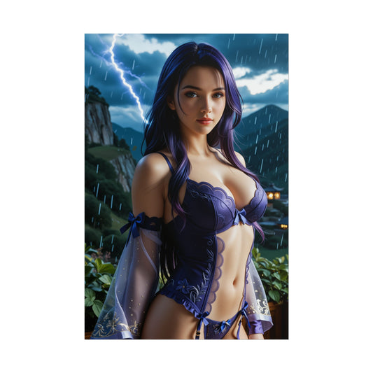 Raiden Shogun Poster – Genshin Impact Anime Wandkunstdruck, Gamer Deko