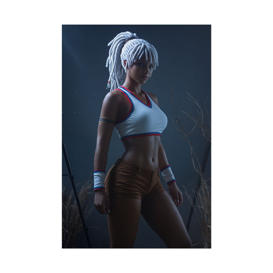 Elena Poster, Street Fighter Art Print – Iconic Fighting Game Heroine high-res poster of athletic heroine in dynamic pose for gaming room decor
