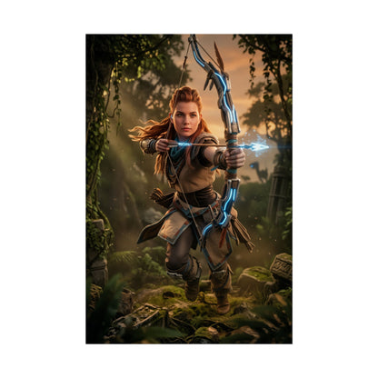 Aloy Horizon Zero Dawn Poster, Horizon Forbidden West Kunstdruck, Kriegermädchen Wanddeko, Spielzimmer Kunst, Gamer Geschenk