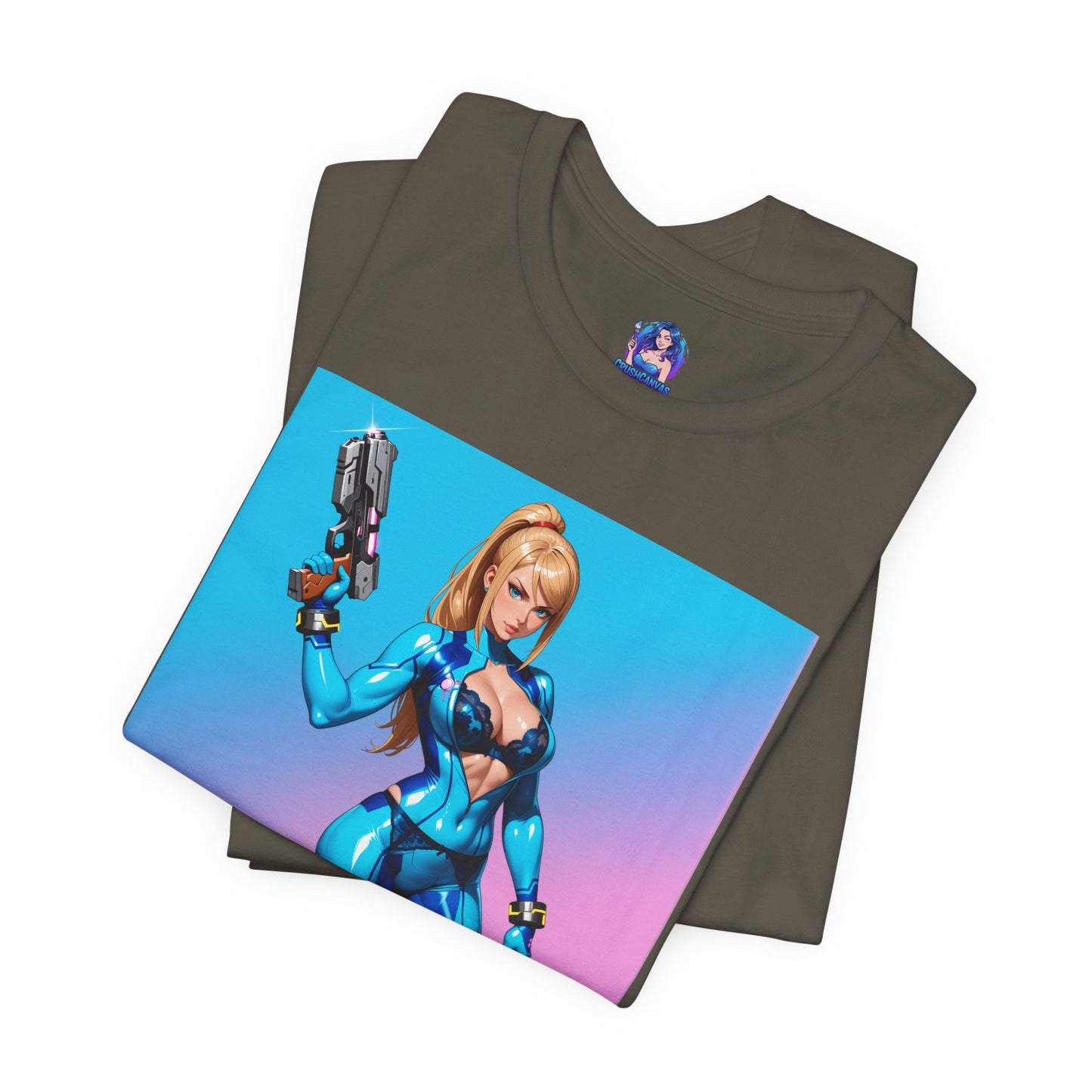 Samus Aran Grafik-T-Shirt | Sci-Fi-Kopfgeldjäger-T-Shirt für Gamer | Anime-Kriegerinnen-Shirt