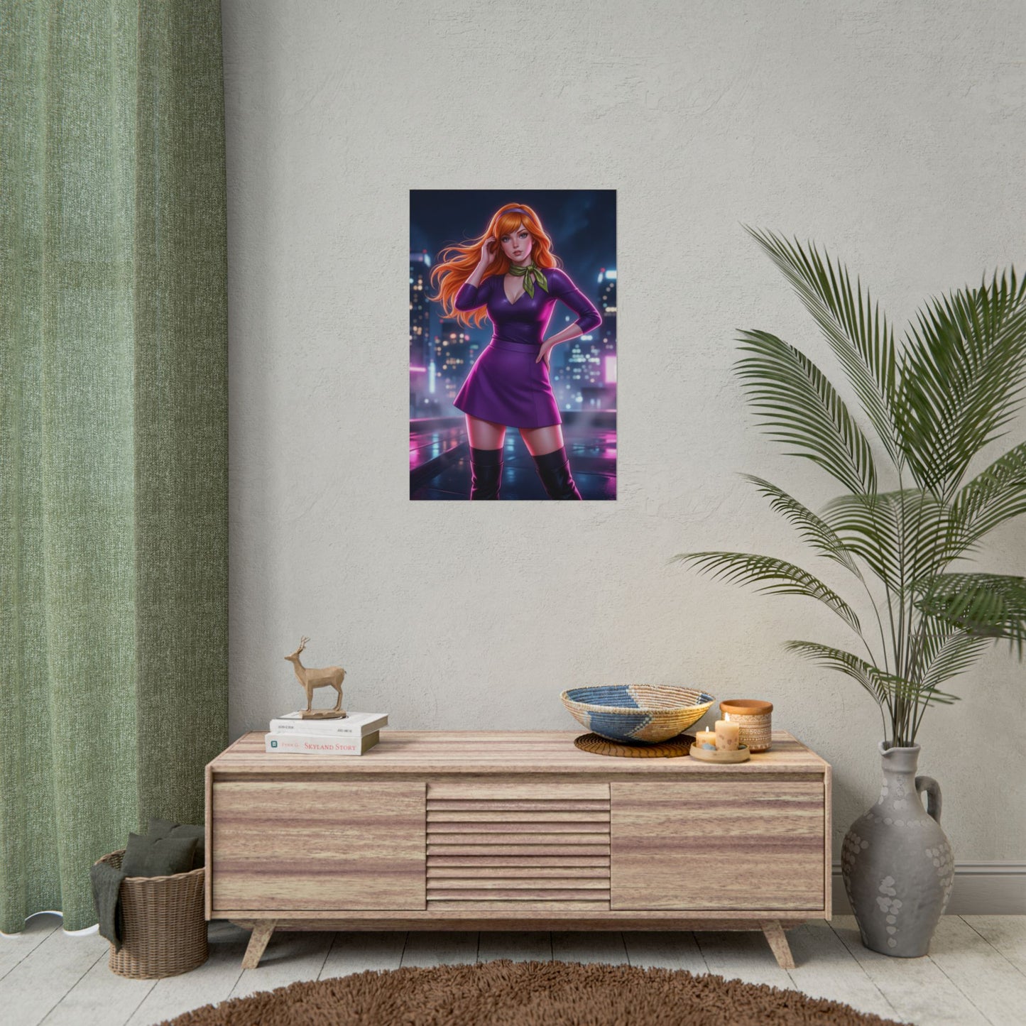 Daphne Blake Scooby Doo Poster Cartoon Woman Wall Art Purple Outfit Girl Print Classic Character Gaming Room Decor Gift