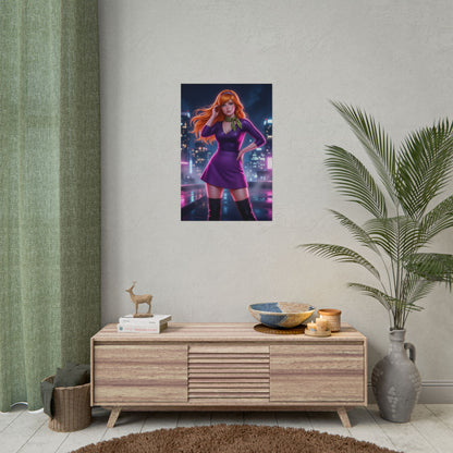 Daphne Blake Scooby Doo Poster Cartoon Woman Wall Art Purple Outfit Girl Print Classic Character Gaming Room Decor Gift