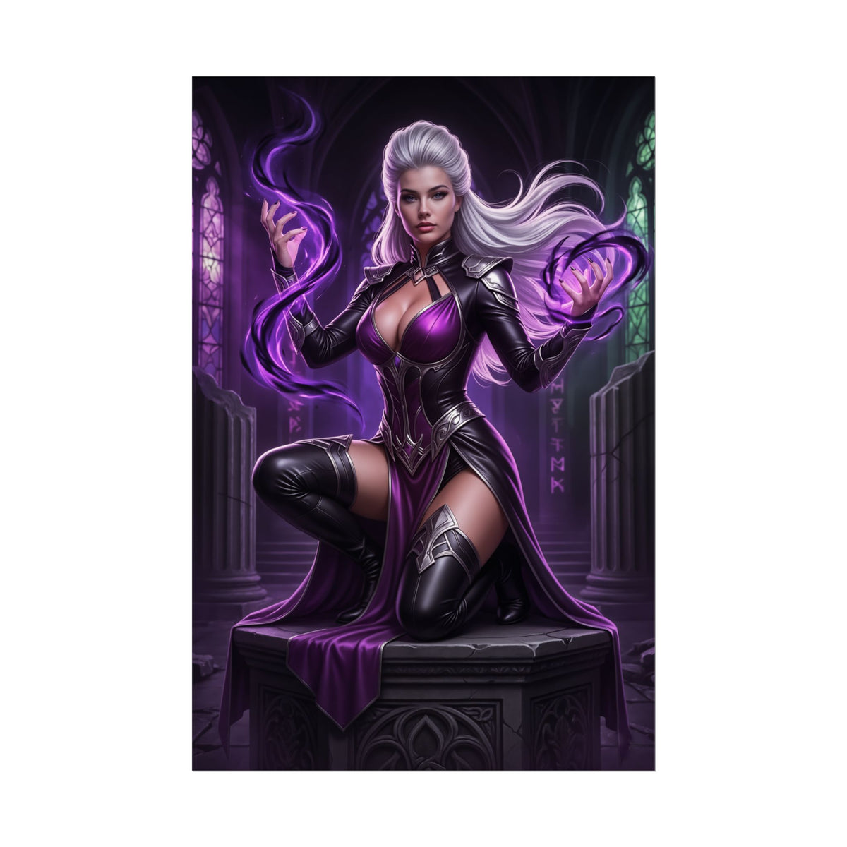 Sindel MK Poster  Powerful Mortal Kombat Queen Wall Art for Gamer Decor, dark fantasy Sindel in purple magic pose