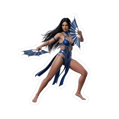 Kitana Sticker – Mortal Kombat Vinyl Sticker for Laptops & Indoor Decor, glossy durable vinyl sticker of Kitana with fans