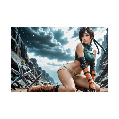Yuffie Kisaragi Anime Poster | Ninja Waifu Wandkunst für Otaku Setup Dekor