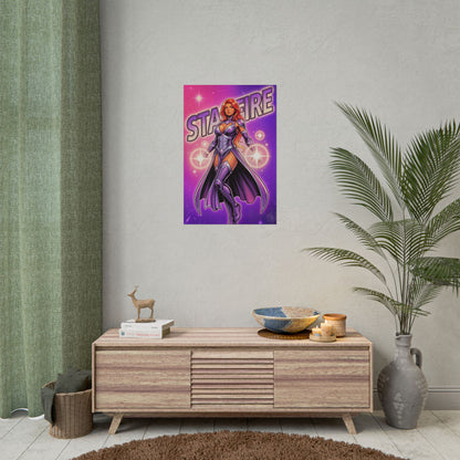 Starfire Poster / Starfire Wall Art / Starfire Art Print / DC Comics Poster - vibrant purple Starfire poster showing cosmic energy, flowing motion, and glowing effects