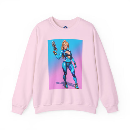 Samus Aran Sweatshirt, Power Suit Rundhalsausschnitt, Premium Sci-Fi Gaming Streetwear