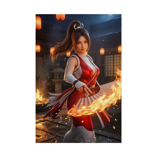 Mai Shiranui Poster, King of Fighters Wall Art Print, Fighting Game Girl Decor, Anime Style Wall Art, Gamer Gift