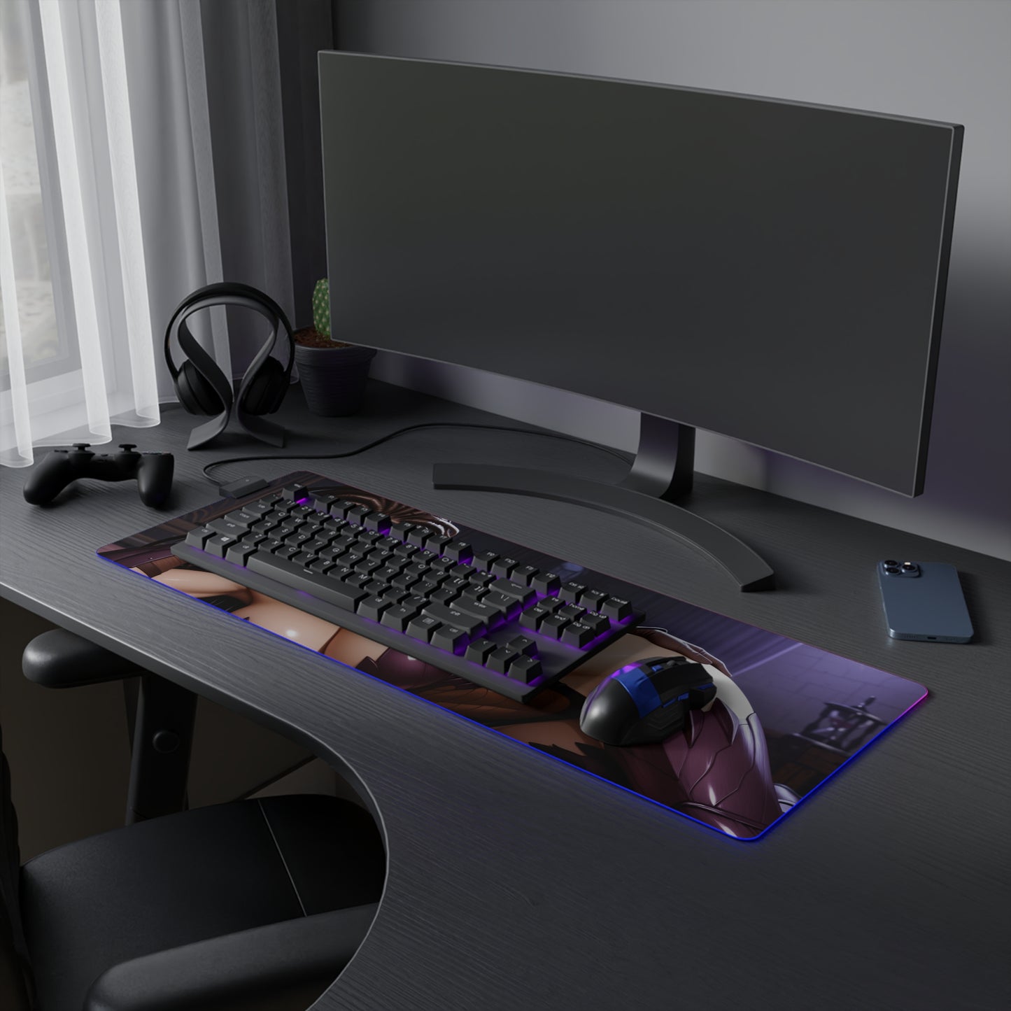 Килимок для столу Сари Керріган – світлодіодний RGB-підсвітлювальний килимок, ігровий комплект із зображенням дівчини з аніме Вайфу