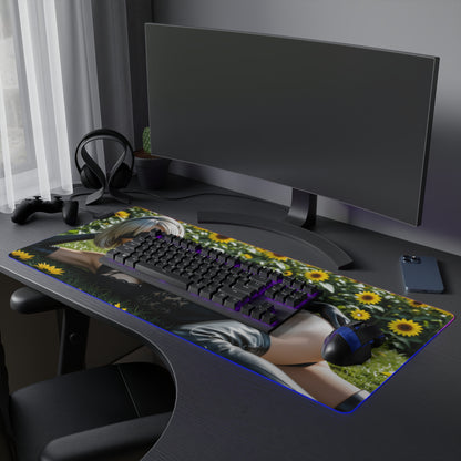 2B Schreibtischunterlage – LED RGB-Pad, Nier Automata Waifu Anime-Mädchen Gaming-Setup