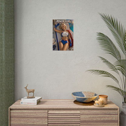 Comic Wall Art Power Girl Poster Heroine Room Decor Collectible Character Print
