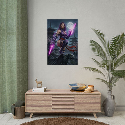 Psylocke Poster, Marvel Art Print – Iconic Mutant Ninja Heroine vibrant wall art for gamer rooms, offices, and comic collectors