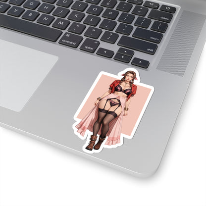 Aerith-Aufkleber – Eleganter Fantasy-Vinylaufkleber für Laptops und den Innenbereich
