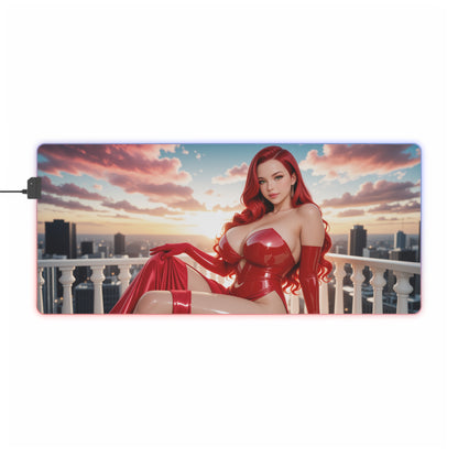 Jessica Rabbit Schreibtischunterlage – LED RGB-Pad, elegantes Waifu-Anime-Girl-Setup