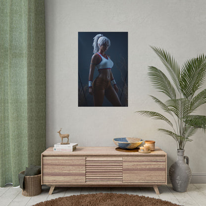 Elena Poster, Street Fighter Art Print – Iconic Fighting Game Heroine high-res poster on minimalist living room wall