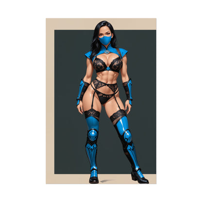 Kitana-Poster, Mortal Kombat Anime-Mädchen-Kunstdruck, Waifu-Kämpferin-Wanddeko