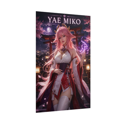 Yae Miko Poster, Genshin Impact Wall Art, Anime Print, Gamer Decor
