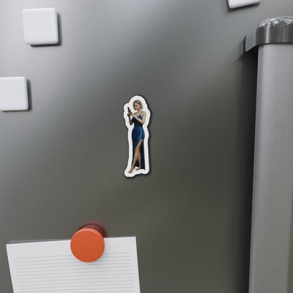 Grace Ashcroft Magnet, Resident Evil Fridge Magnet, Horror Game Decor, Gamer Gift - anime-style Grace Ashcroft vinyl fridge magnet on gray fridge