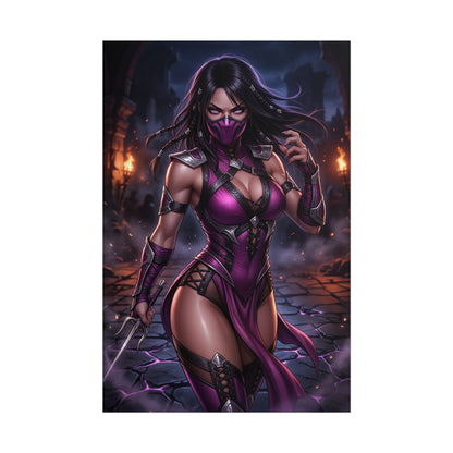 Mileena Mortal Kombat Poster Fighter Woman Wall Art Masked Warrior Girl Print Fighting Game Character Gaming Room Decor Gift