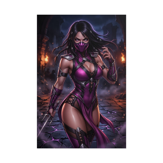 Mileena Mortal Kombat Poster Fighter Woman Wall Art Masked Warrior Girl Print Fighting Game Character Gaming Room Decor Gift