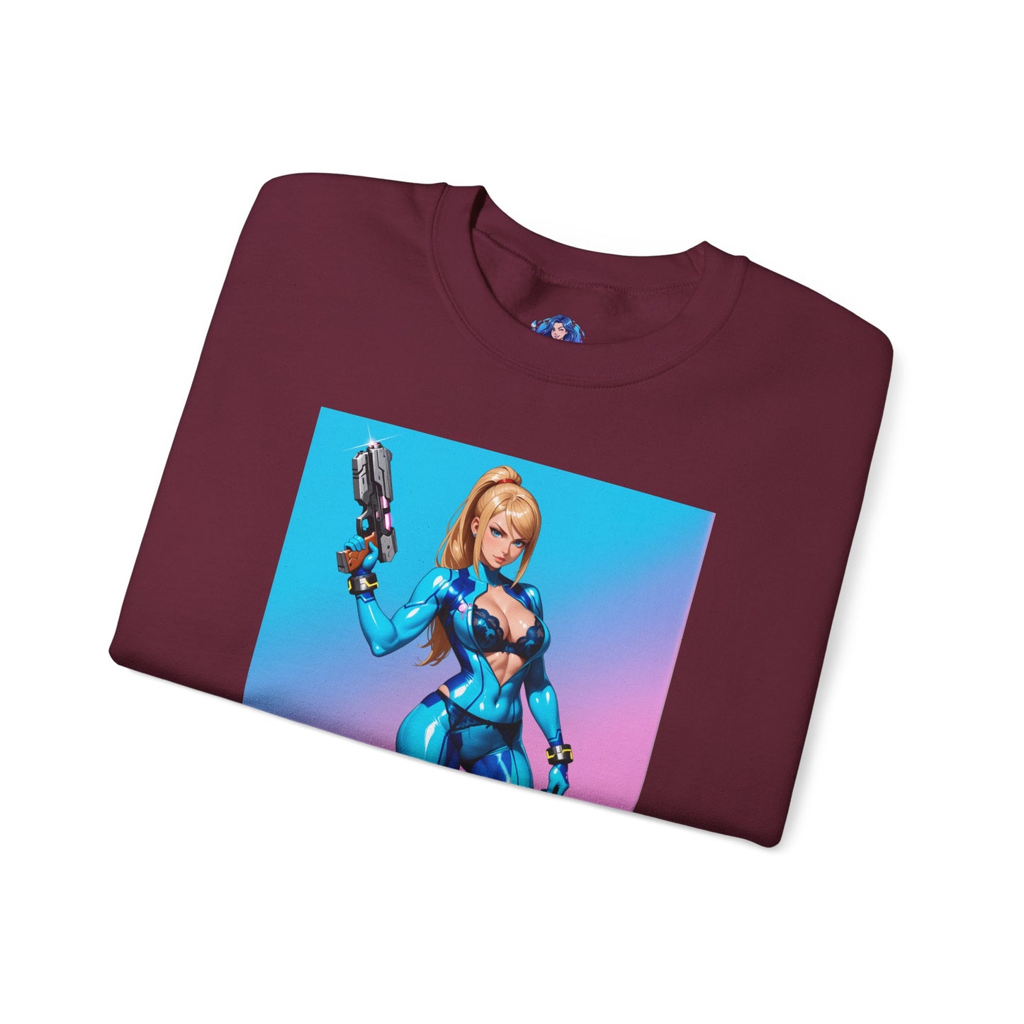 Samus Aran Sweatshirt, Power Suit Rundhalsausschnitt, Premium Sci-Fi Gaming Streetwear