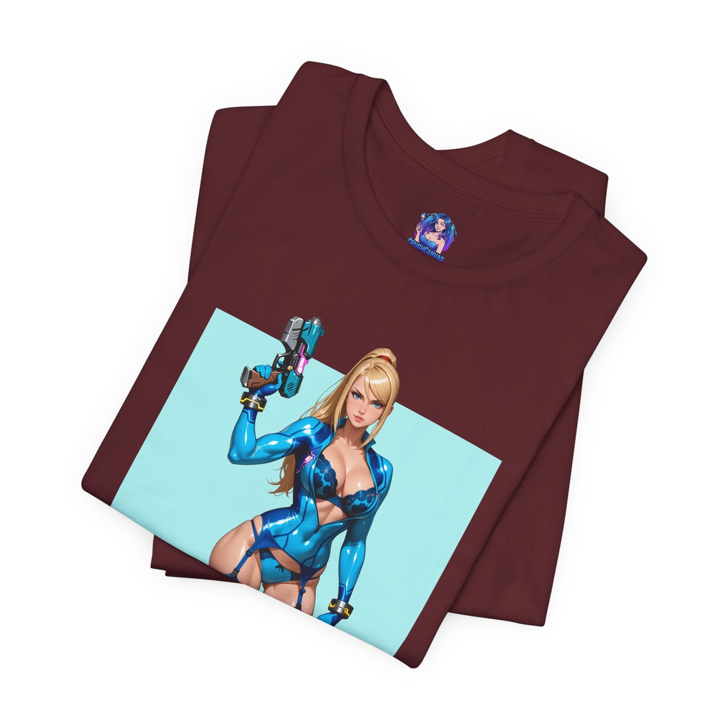 Samus Aran Grafik-T-Shirt | Sci-Fi-Kopfgeldjäger-T-Shirt für Gamer | Anime-Power-Armor-Shirt