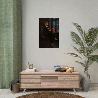 Makima Poster, Chainsaw Man Print, Iconic Anime Character Art - framed print of Makima in modern living room decor