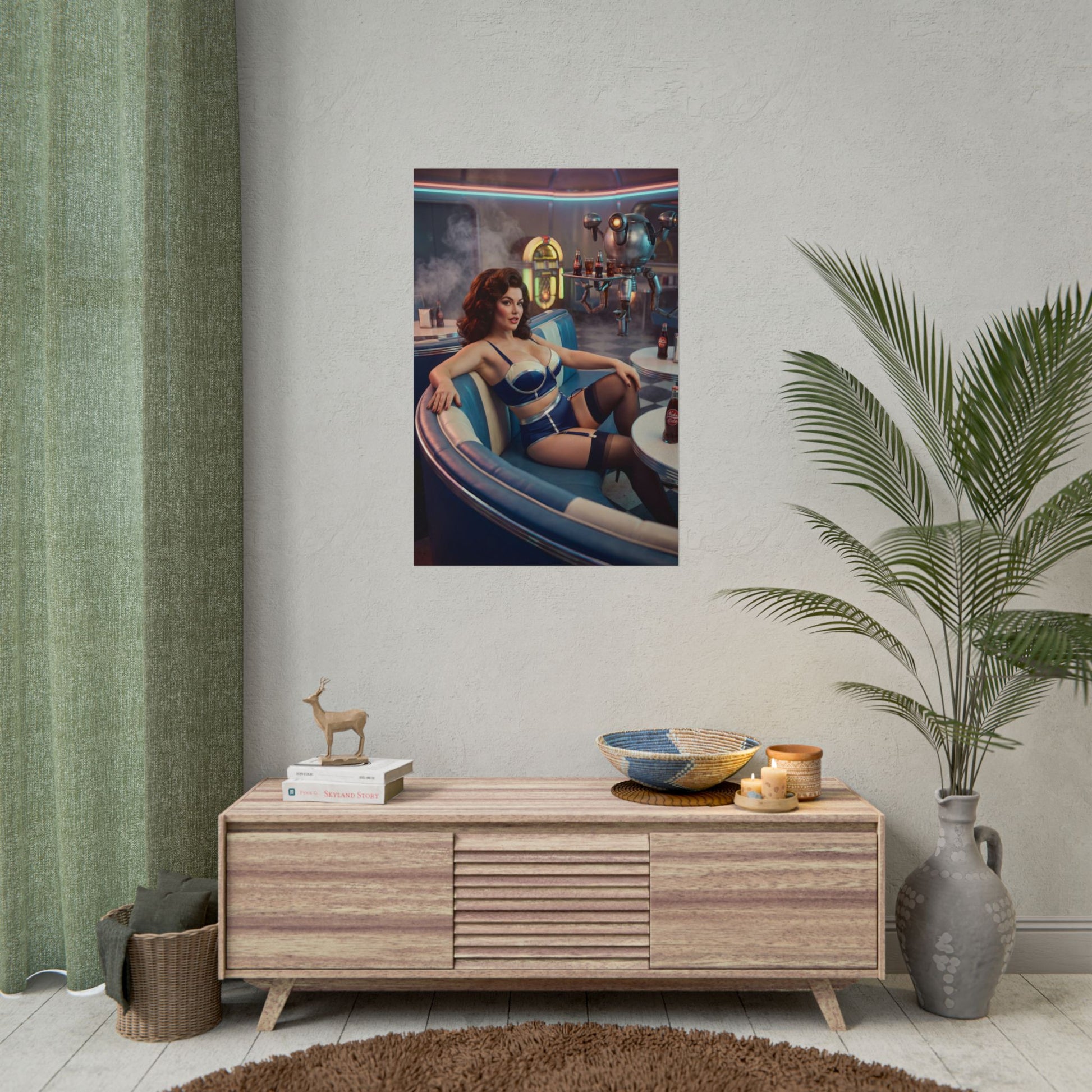 Fallout Retro Diner Woman Poster / Fallout Retro Wall Art / Fallout Retro Art Print / Fallout Poster - vintage pin-up Fallout woman in diner
