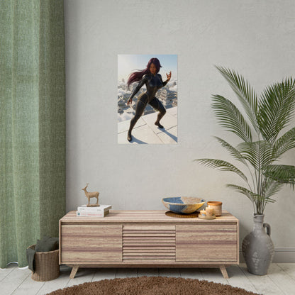 Yoruichi Shihouin Poster, Bleach Wall Art Print – Anime Decor on living room wall above console, gaming and anime room decor
