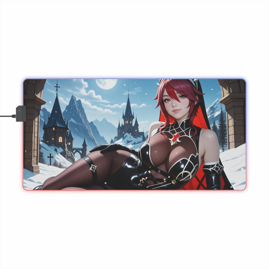 Rosaria RGB Mouse Pad – Genshin Impact Illuminated Desk Mat, Anime Gamer Setup