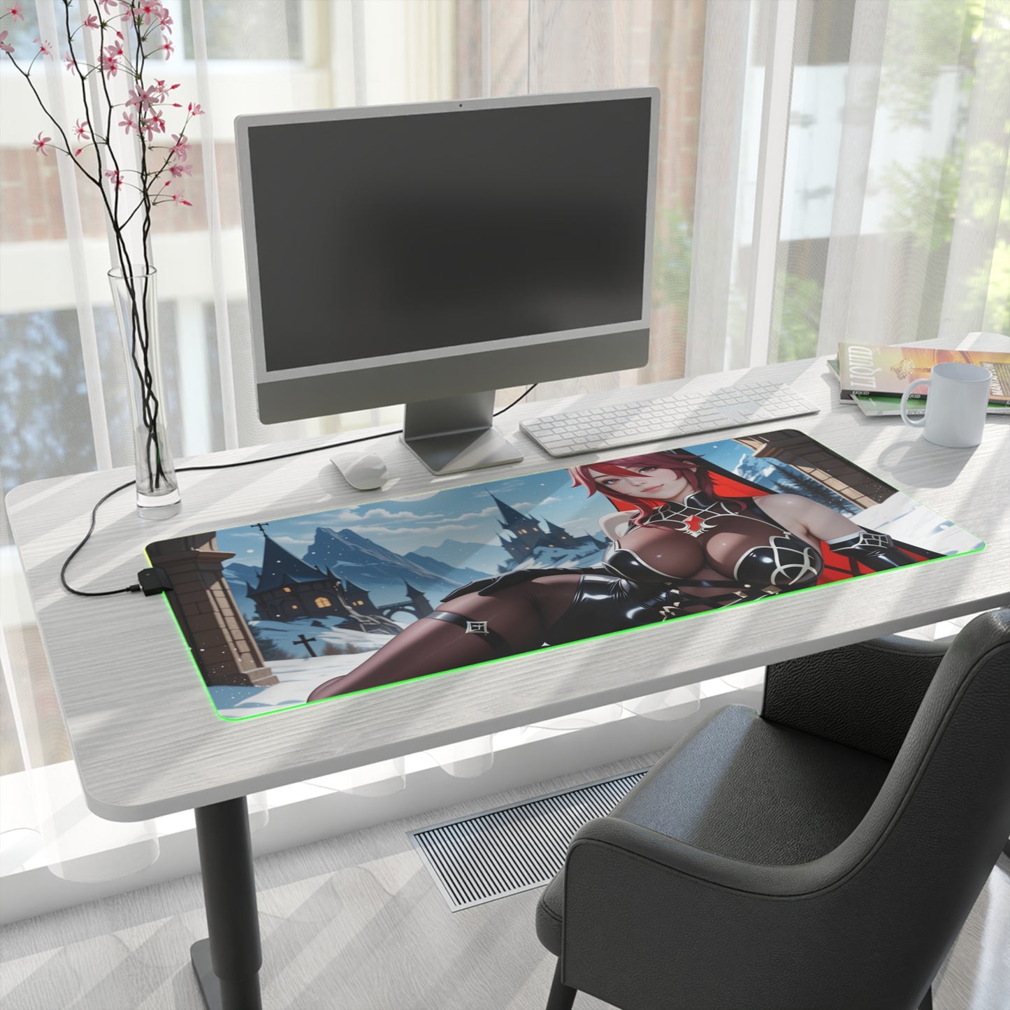 Килимок для столу Rosaria – світлодіодний RGB-підсвітлювальний килимок, ігровий комплект для дівчат з аніме Waifu