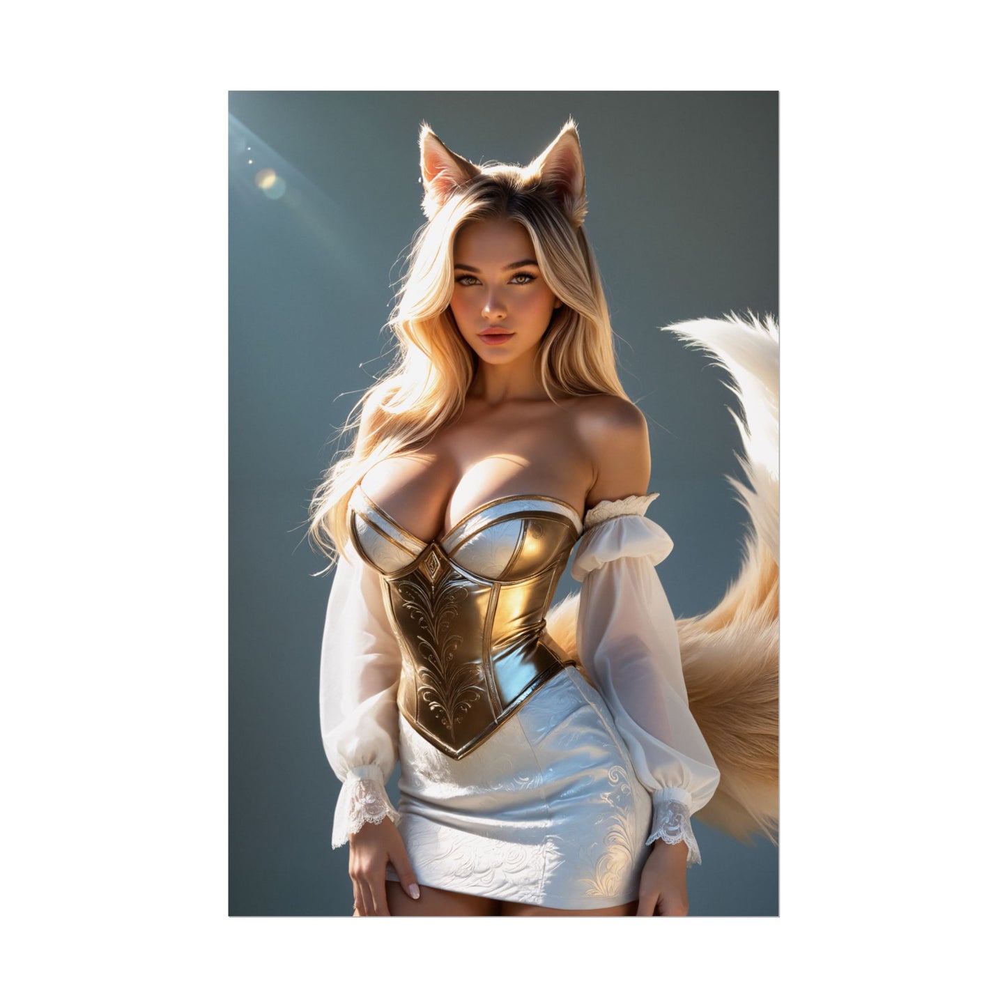 Настінний художній принт Арі, плакат Вайфу з дев'ятихвостою лисицею, декор кімнати для дівчини з аніме