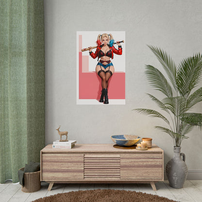 Плакат Харлі Квінн, мила дівчина-клоун з аніме, художній принт, декор стіни з коміксів Вайфу