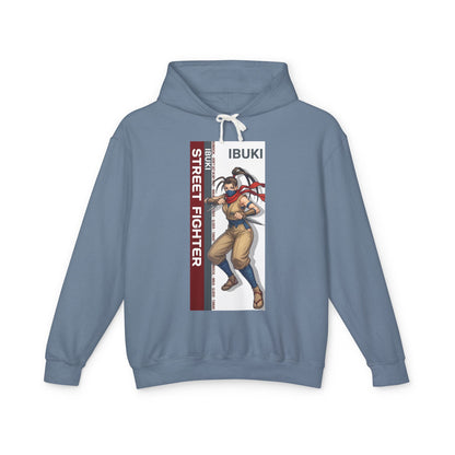 Ibuki Hoodie | Street Fighter Hoodie | Anime Ninja Girl Pullover featuring Ibuki kunoichi graphic on blue cotton pullover