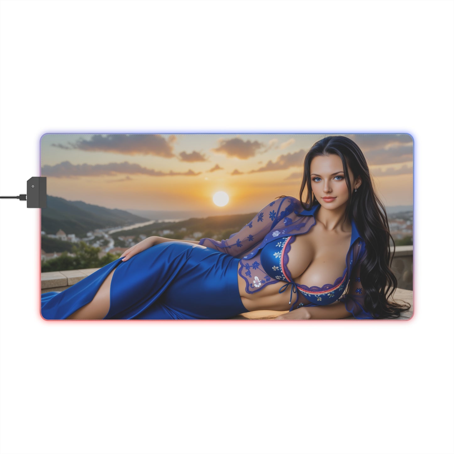 Nico Robin Desk Mat – LED RGB Pad, Waifu Anime Girl Gaming Setup