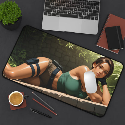 Lara Croft Schreibtischunterlage, Mauspad für Abenteuerspielheldin, Gaming-Schreibtischunterlage