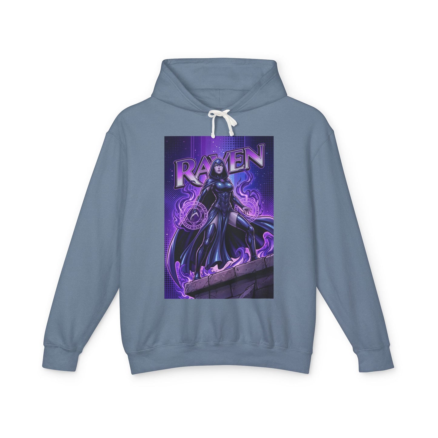 Raven Hoodie | DC Superhero Hoodie | Dark Magic Empress Pullover - blue cotton pullover featuring Raven mystical artwork