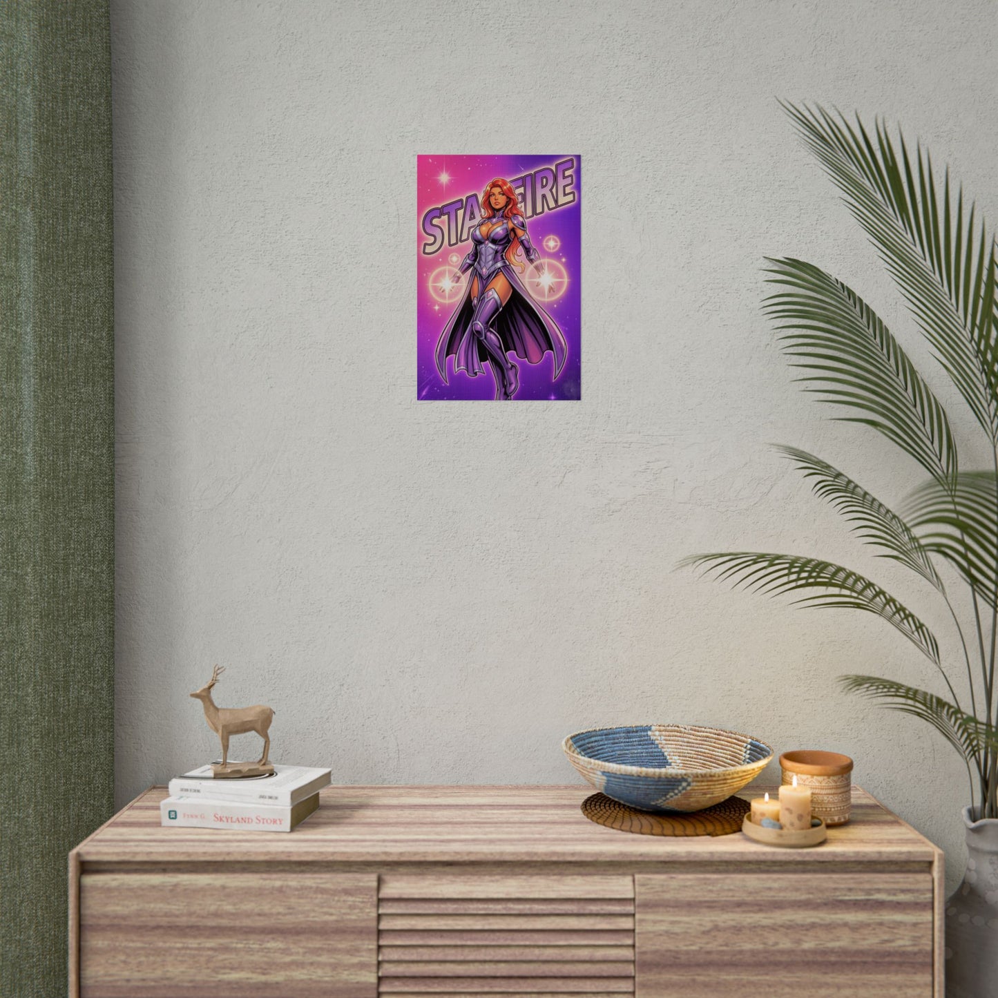 Starfire Poster / Starfire Wall Art / Starfire Art Print / DC Comics Poster - vibrant purple cosmic Starfire print on living room wall