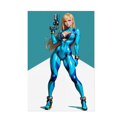 Samus Aran Waifu-Poster, futuristischer Anime-Girl-Kunstdruck, Sci-Fi-Wanddeko