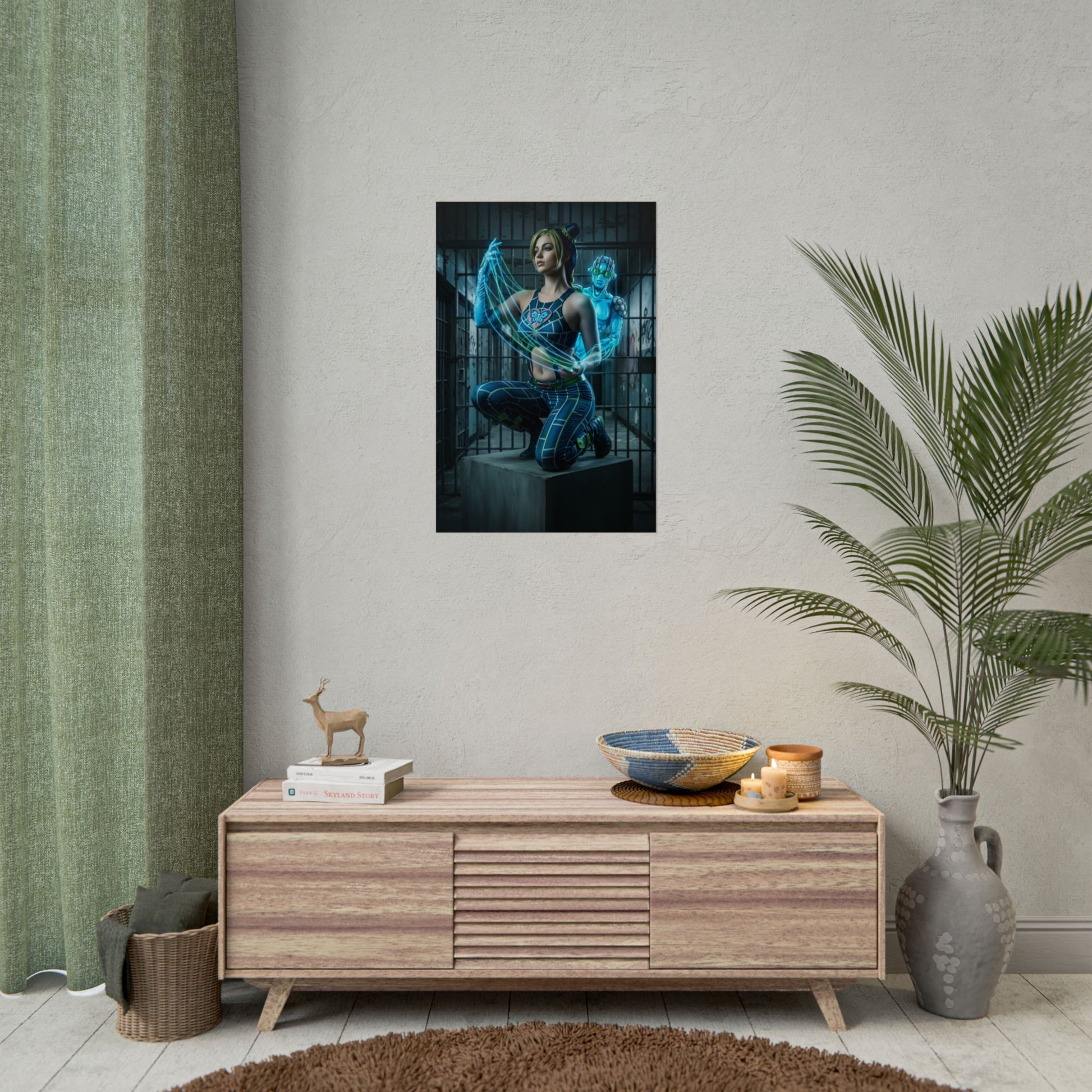 Jolyne Cujoh Poster, JoJo Stone Ocean Art Print, Iconic Anime Hero - bold anime wall art for gaming, media room, or modern interior decor