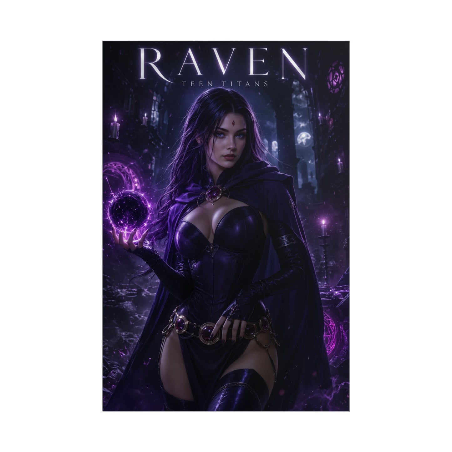 Raven Poster, Teen Titans Wall Art, DC Comics Print, Fantasy Decor