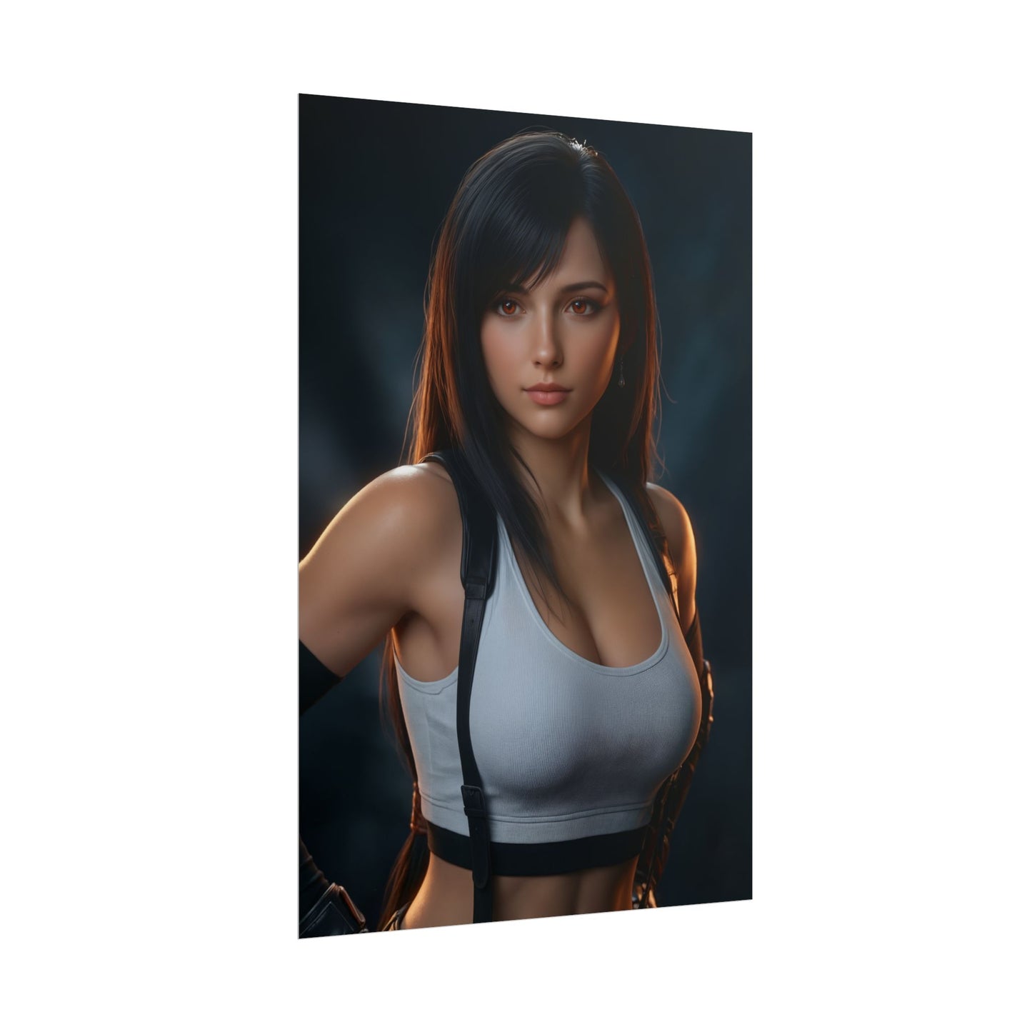 Tifa Lockhart Poster, Final Fantasy VII Art Print, Iconic RPG Fighter showing confident Tifa portrait for gaming room décor