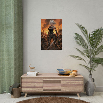 A2 NieR Automata Poster Anime Android Woman Wall Art White Hair Girl Print Sci Fi Character Gaming Room Decor Gift