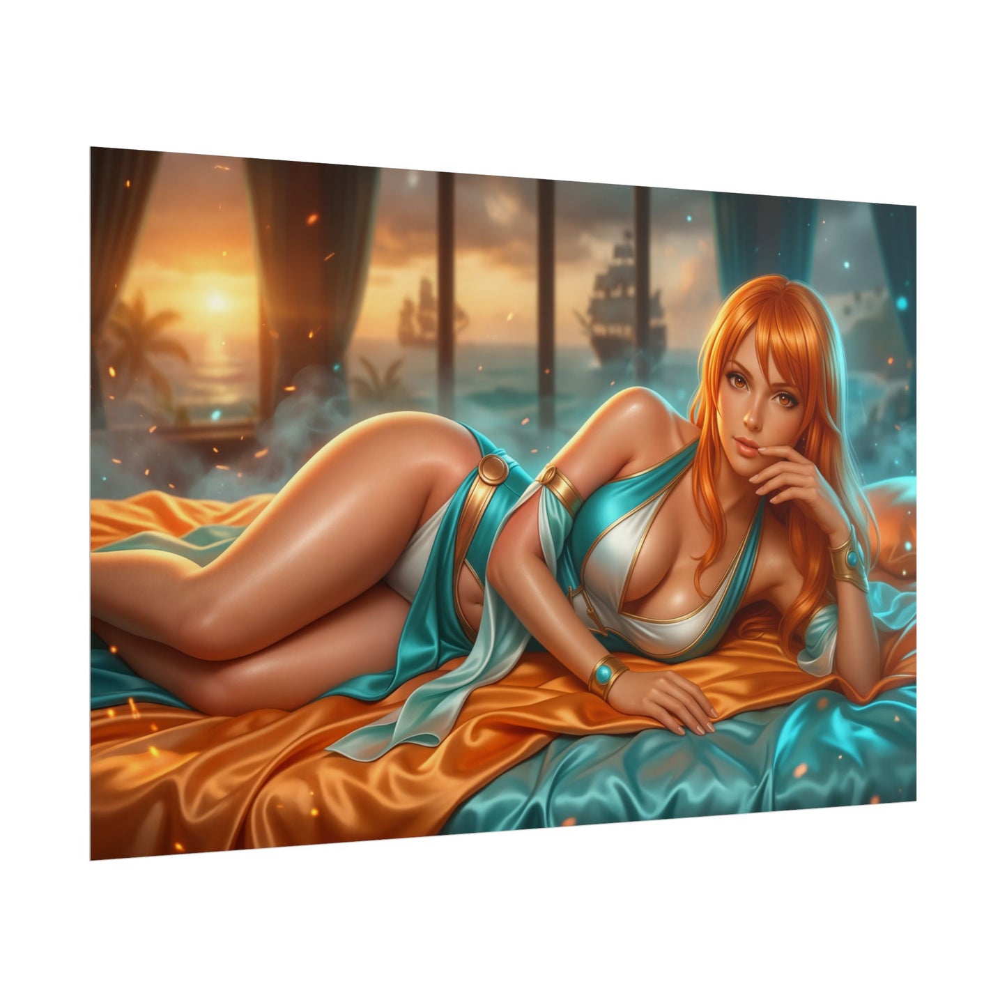 Nami One Piece Poster, Anime Wall Art, Fantasy Print, Gamer Decor