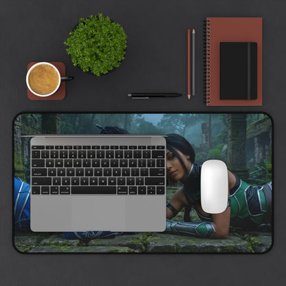 Kitana and Jade Gaming Mouse Pad, Mortal Kombat Desk Mat, Edenian Fighters Setup featuring Kitana artwork on a large gaming desk mat