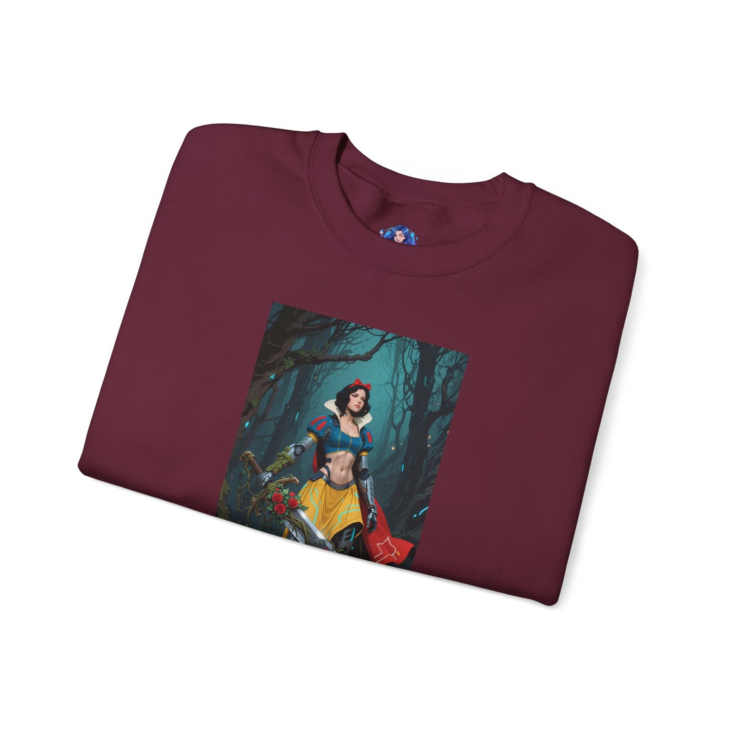 Cyber Snow White Sweatshirt, Futuristic Fairy Tale Crewneck, Stylish Gaming Streetwear for Fans